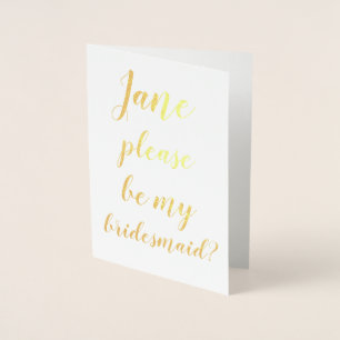 Carte Dorée FOIL Veux-tu être ma demoiselle d'honneur MARIÉE P