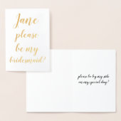 Carte Dorée FOIL Veux-tu être ma demoiselle d'honneur MARIÉE P (Affichage)