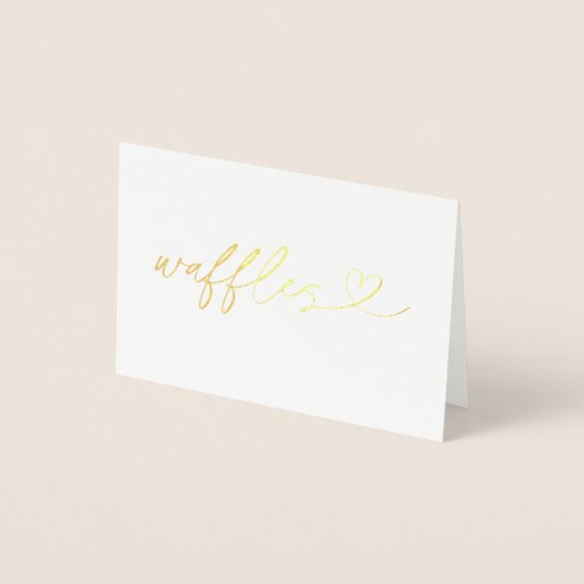 Carte Dorée Foil Waffles Food Label Wedding Table Card (Devant)