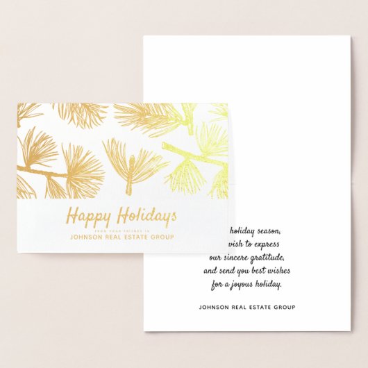 Carte Dorée Foliage d'hiver moderne | Salutations de vacances (Affichage)