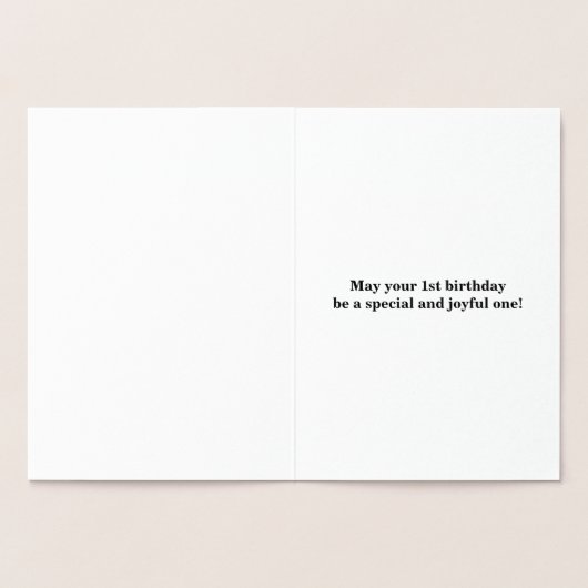 Carte Dorée Fond Argent 1er Anniversaire + Nom personnalisé (Intérieur)