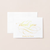 Carte Dorée Fond d'or | Élégant Merci photo de calligraphie (Devant avec enveloppe)