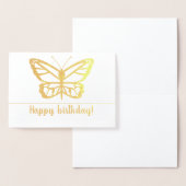 Carte Dorée Forme de papillon avec texte Joyeux Anniversaire (Affichage)