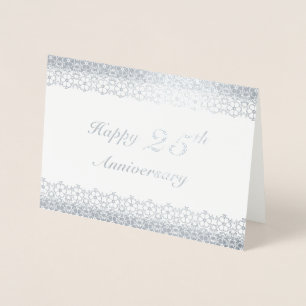 Carte Dorée Frontière florale du 25e anniversaire du Mariage d