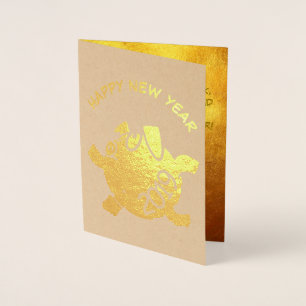 Carte Dorée Funny 6 Cartoon Cochon Année Zodiac Anniversaire L
