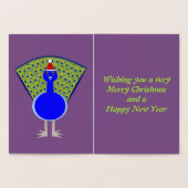 Carte Dorée Funny Christmas Peacock Personnalisé (Intérieur)