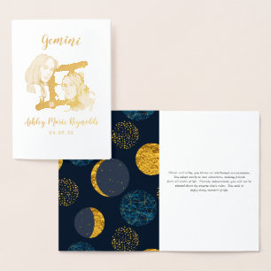 Carte Dorée Gémeaux Astrologie   Signe du zodiaque personnalis