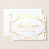 Carte Dorée Géométrique Or moderne | Merci (Devant avec enveloppe)