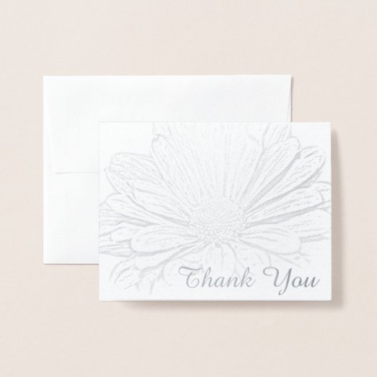 Carte Dorée Gerber Daisy Floral Merci Note (Devant avec enveloppe)