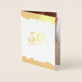 Carte Dorée Glam Gold Drips 50 & Fab Anniversaire Fête Real In (Devant)
