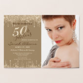 Carte Dorée Glam Gold Drips 50 & Fab Anniversaire Fête Real In (Intérieur)