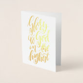 Carte Dorée Gloire à Dieu Noël religieux manuscrit (Devant)