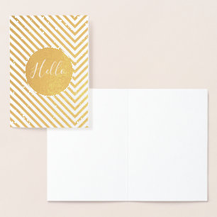 Carte Dorée Gold Chevron Hello