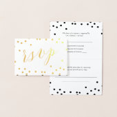 Carte Dorée Gold Confetti plié RSVP (Affichage)