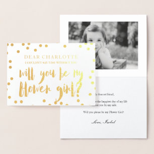 Carte Dorée Gold Confetti Serez-Vous Ma Fille Fleur Photo