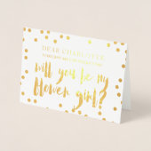 Carte Dorée Gold Confetti Serez-Vous Ma Fille Fleur Photo (Devant)