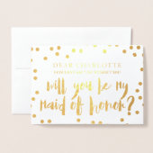 Carte Dorée Gold Confetti Serez-vous ma servante d'honneur Pho (Devant avec enveloppe)