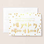 Carte Dorée Gold Confetti Serez-vous mon chef d'honneur photo (Devant avec enveloppe)