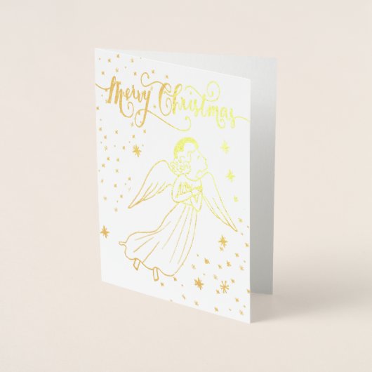 Carte Dorée gold foil angel Merry Christmas card (Devant)