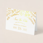 Carte Dorée Gold Foil Botanical Floral Wedding Enregistrer la (Devant)