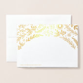 Carte Dorée Gold Foil Botanical Floral Wedding Enregistrer la (Derrière avec enveloppe)