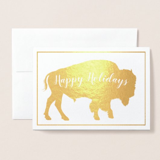 Carte Dorée Gold Foil Buffalo Holiday Thoreau Citation (Devant avec enveloppe)