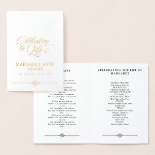 Carte Dorée Gold Foil Celebration of Life Funeral Program