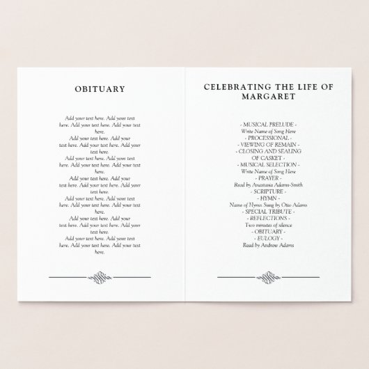 Carte Dorée Gold Foil Celebration of Life Funeral Program (Intérieur)