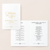 Carte Dorée Gold Foil Celebration of Life Funeral Program (Affichage)