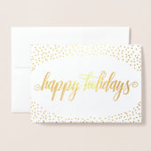 Carte Dorée Gold Foil Confetti - Happy Holidays Photo (Devant avec enveloppe)