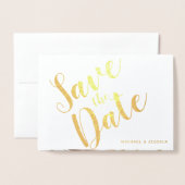 Carte Dorée Gold Foil Enregistrer la date avec photo (Devant avec enveloppe)