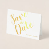 Carte Dorée Gold Foil Enregistrer la date avec photo (Devant)