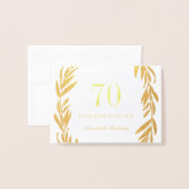 Carte Dorée Gold Foil feuille couronne 70e anniversaire Invita (Devant avec enveloppe)