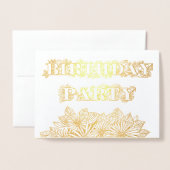 Carte Dorée Gold Foil Floral Daisy Anniversaire Fête Invitatio (Devant avec enveloppe)
