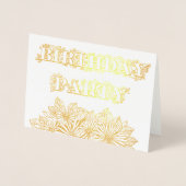 Carte Dorée Gold Foil Floral Daisy Anniversaire Fête Invitatio (Devant)