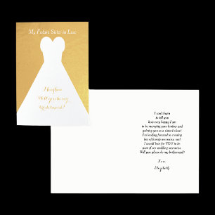 Carte Dorée Gold Foil future Soeur en droit Poème Bridesmaid