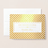 Carte Dorée Gold Foil Hearts Présentation de la photo bébé (Devant avec enveloppe)