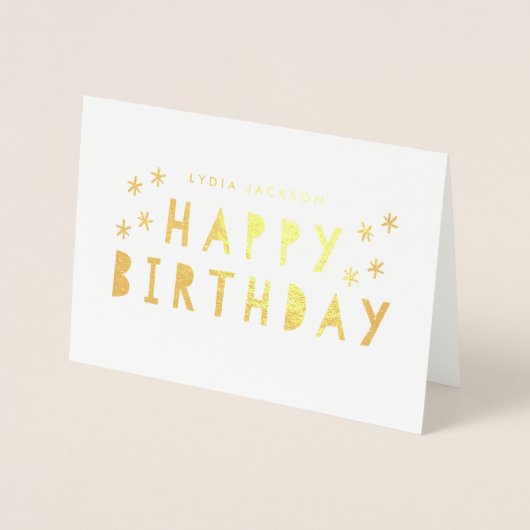 Carte Dorée Gold Foil heureux voeux d'anniversaire (Devant)