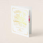 Carte Dorée Gold Foil Joyeux Noël moderne Joyeux Nouvel An (Devant)