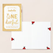 Carte Dorée Gold Foil Ladybug Anniversaire (Affichage)