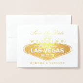 Carte Dorée Gold Foil Las Vegas Signer mariage Enregistrer la  (Devant avec enveloppe)