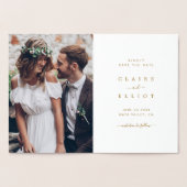 Carte Dorée Gold Foil Mariage botanique Enregistrer la date (Intérieur)