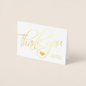 Carte Dorée Gold Foil MERCI Coeur Mariage | PHOTO (Devant)