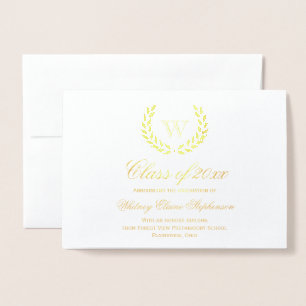 Carte Dorée Gold Foil Monogramme Photo College Graduation