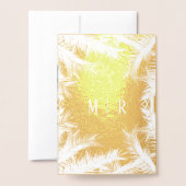 Carte Dorée Gold Foil Palm Feuille Chaîne Lumière Mariage Invi (Derrière avec enveloppe)