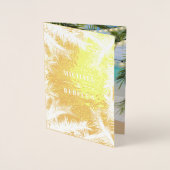 Carte Dorée Gold Foil Palm Feuille Chaîne Lumière Mariage Invi (Devant)