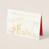 Carte Dorée Gold Foil Religieux Manger Noël (Devant)