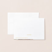 Carte Dorée Gold Foil Rose Bouquet Merci Photo et nom (Derrière avec enveloppe)