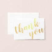 Carte Dorée Gold Foil Rose Bouquet Merci Photo et nom (Devant avec enveloppe)