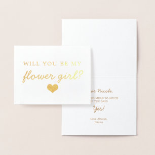 Carte Dorée Gold Foil Script Vous Serez Flower Girl Card